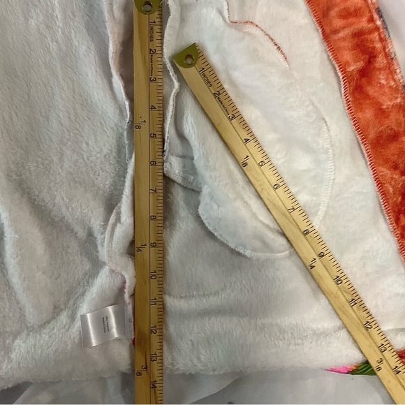 NWOT Autumn Fall Bright Pink Coat Rainbow Abstract Hood Long Sleeves Midi Length - Picture 11 of 11